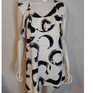Deletta Black White Pincelada Top M NWT Anthro